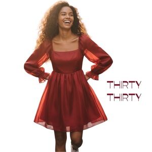 THIRTY THIRTY Sheer Iridescent Red Dress Size L